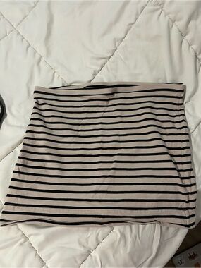H&M Black and Cream Striped Crop Tube Top